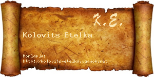 Kolovits Etelka névjegykártya